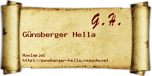 Günsberger Hella névjegykártya